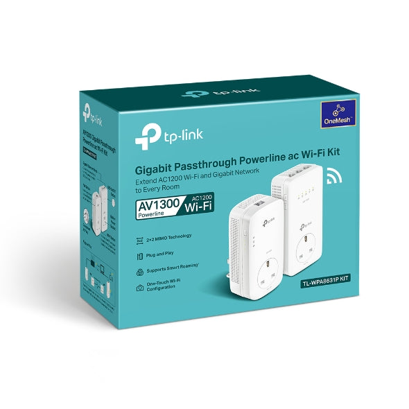 TP Link AV1300 Gigabit Passthrough Powerline ac Wi-Fi Kit | TL-WPA8631PKIT