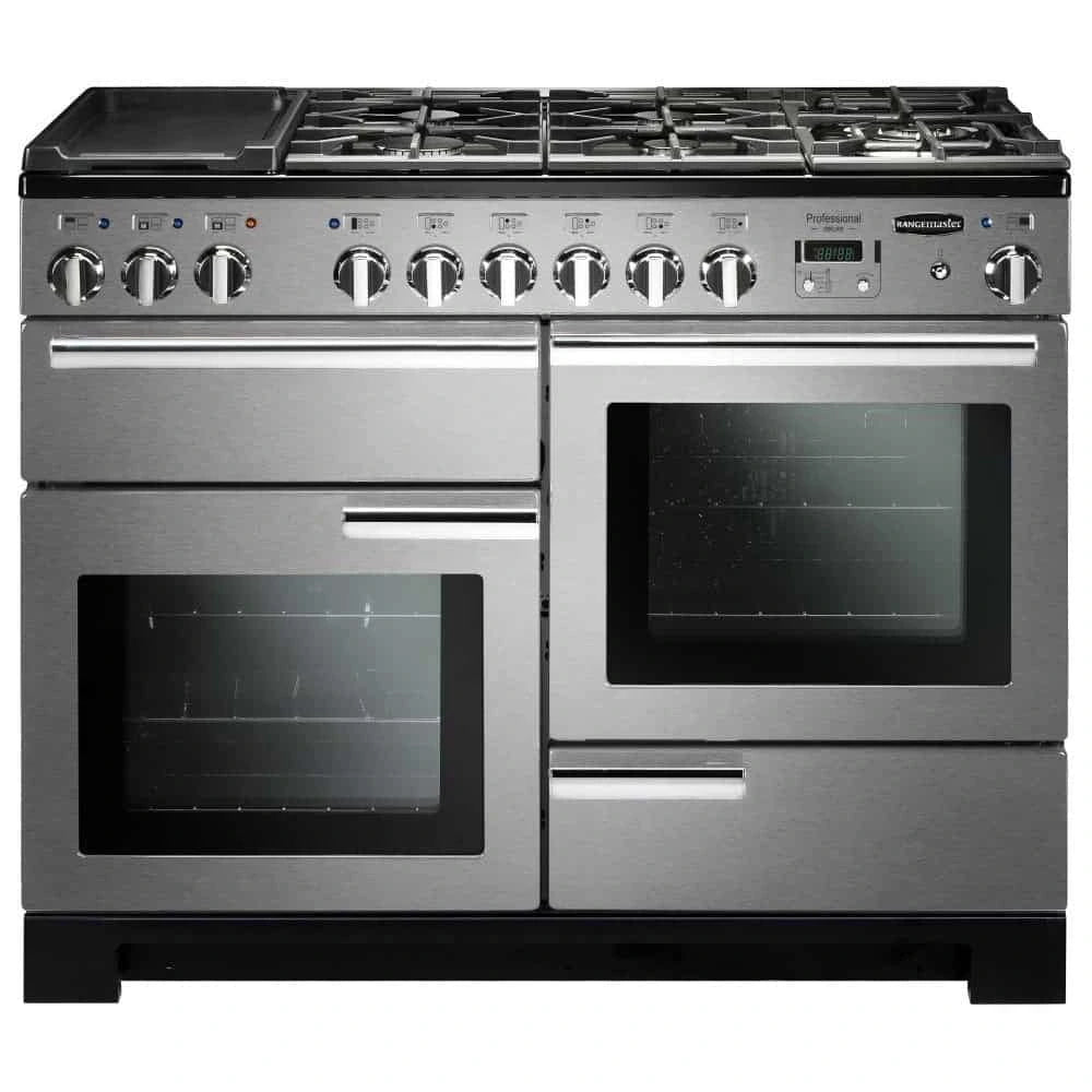 Rangemaster Professional Deluxe Dual Fuel 110cm Cooker - Stainless Steel & Chrome | PDL110DFFSS/C