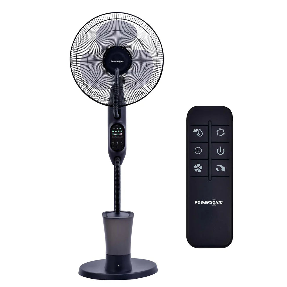 Powersonic Pedestal Oscillating Misting Fan - Black | PWRHT505