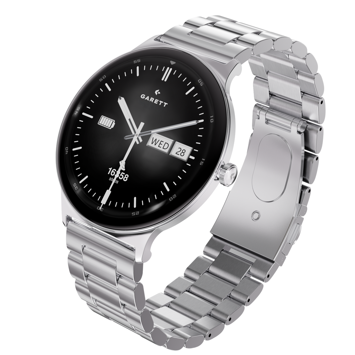 Garett Smartwatch Quantum - Silver & Brown | QUANTUM SILVER STEEL