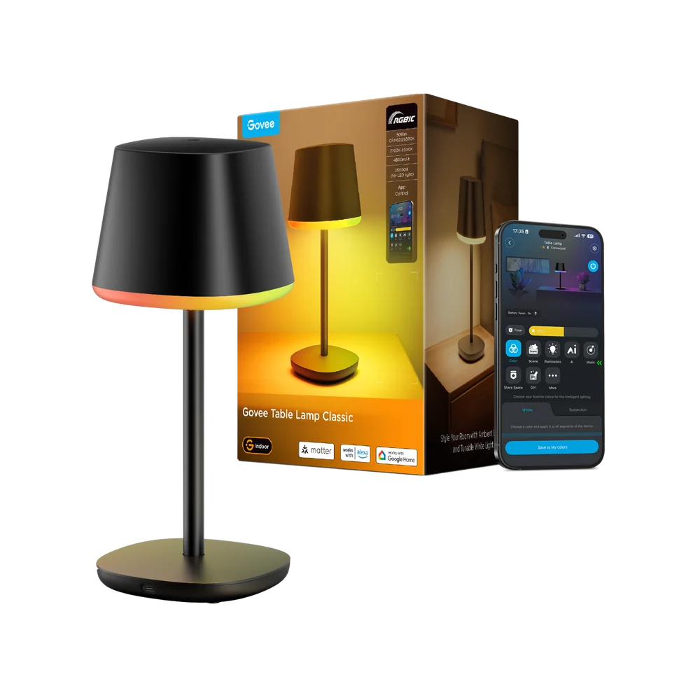 Govee Classic Cordless Smart Table Lamp - Black | R1741B11