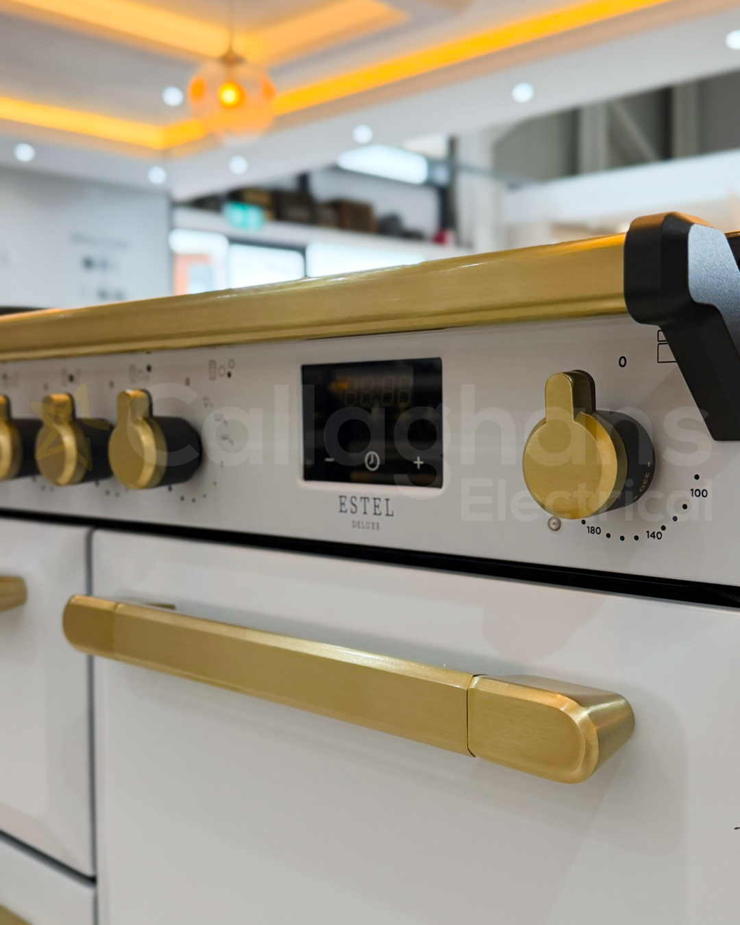 Rangemaster Estel 90cm Induction Range Cooker - Misty Blue & Brass | ESDL90EIPMSB/AB1