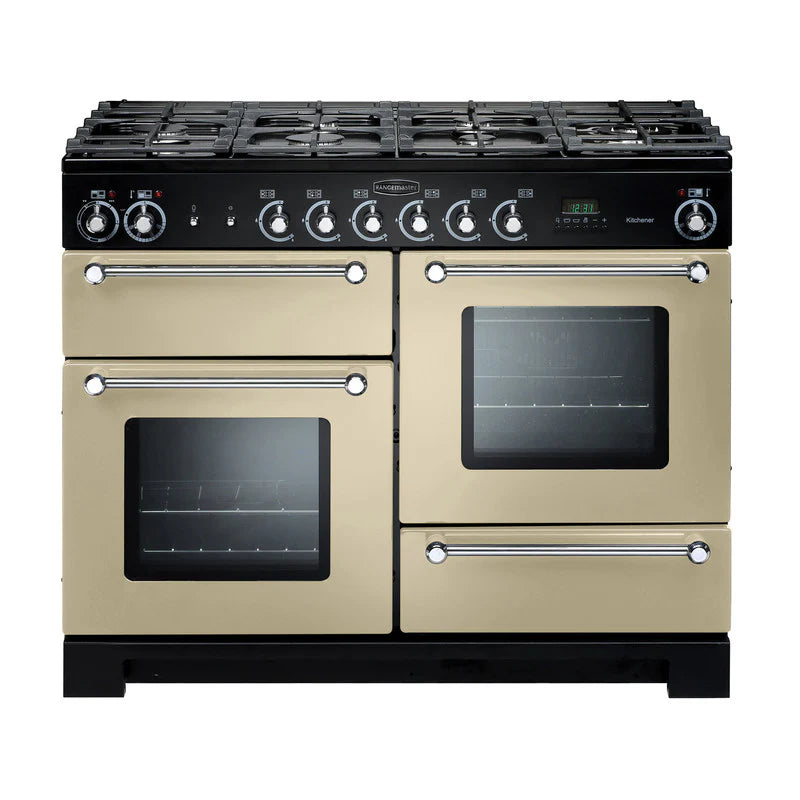 Rangemaster Kitchener 110cm Dual Fuel Range Cooker - Cream & Chrome | KCH110DFFCR/C