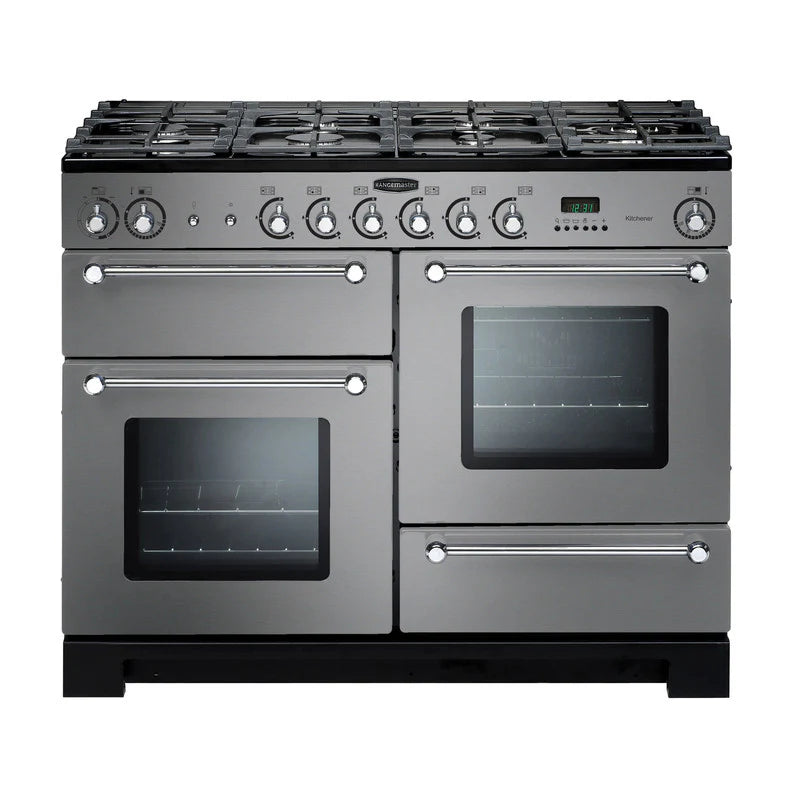 Rangemaster Kitchener 110cm All Gas Range Cooker - Stainless Steel & Chrome | KCH110NGFSS/C