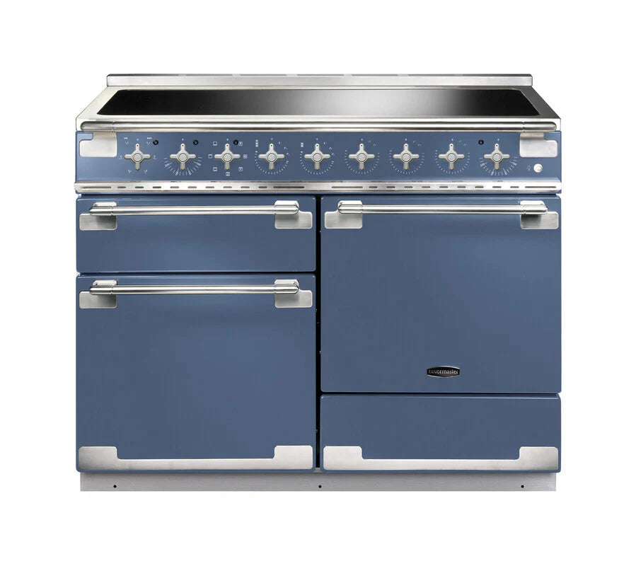 Rangemaster Elise 110cm Induction Range Cooker - Stone Blue & Brushed Nickel | ELS110EISB/