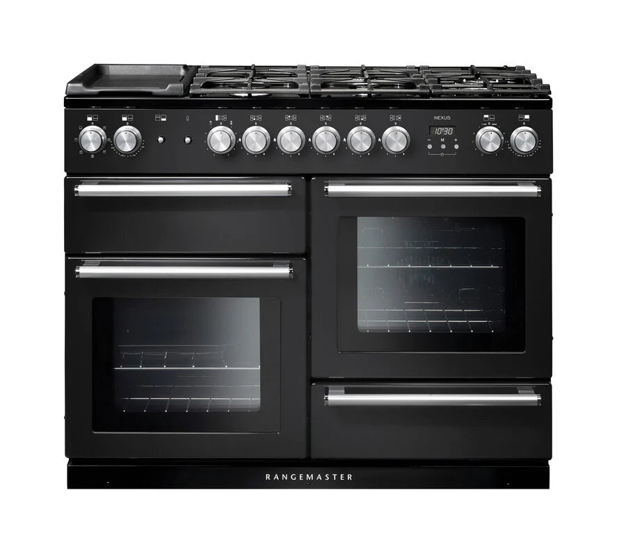 Rangemaster Nexus 110cm Dual Fuel Range Cooker - Charcoal Black & Chrome | NEX110DFFCB/C