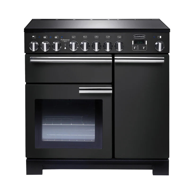 Rangemaster Professional Deluxe 90cm Induction Range Cooker - Charcoal Black & Chrome | PDL90EICB/C