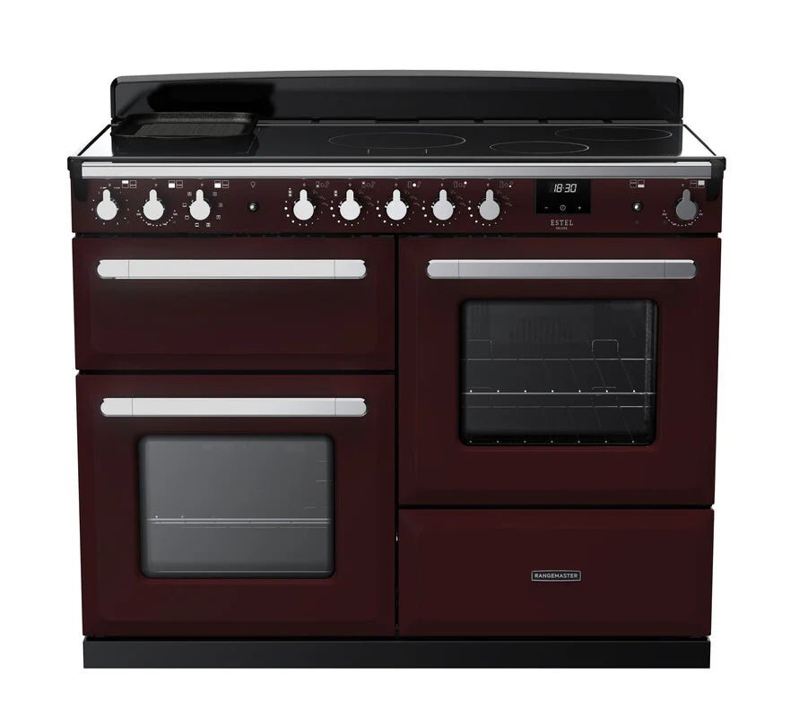 Rangemaster Estel 110cm Induction Range Cooker - Bordeaux & Chrome | ESDLO110EIPBOR/CM1
