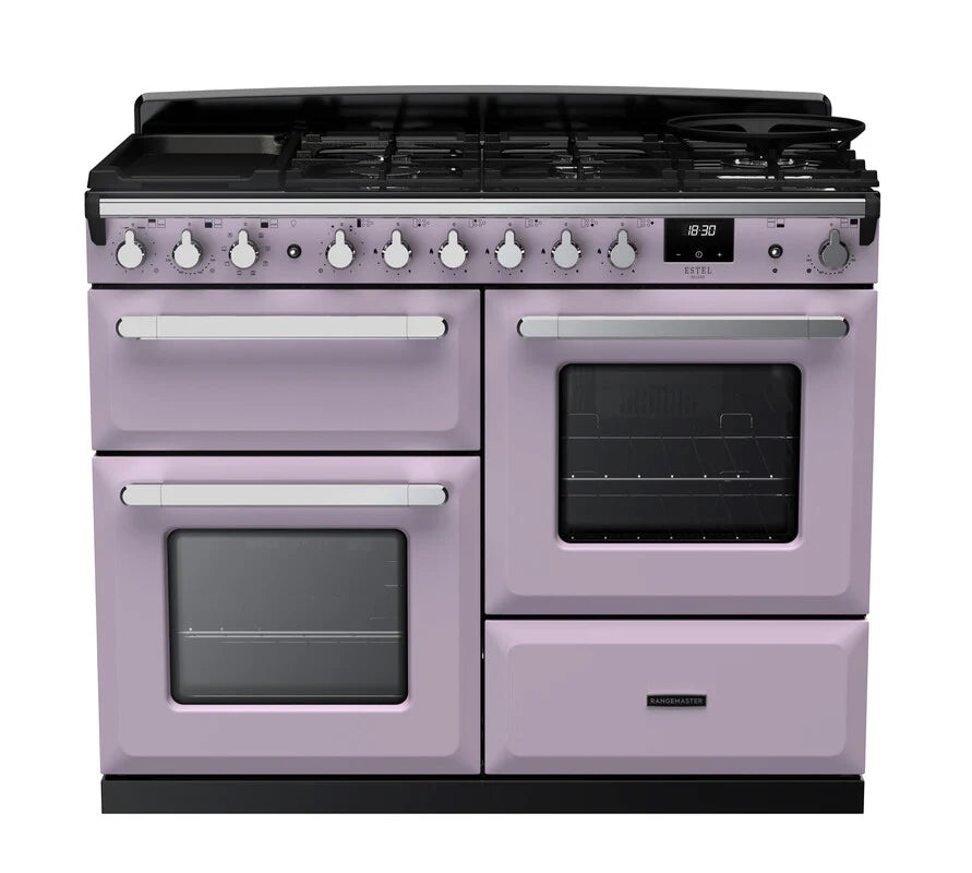 Rangemaster Estel 110cm Dual Fuel Range Cooker - Heather & Chrome | ESDLO110DFPHTH/CM1