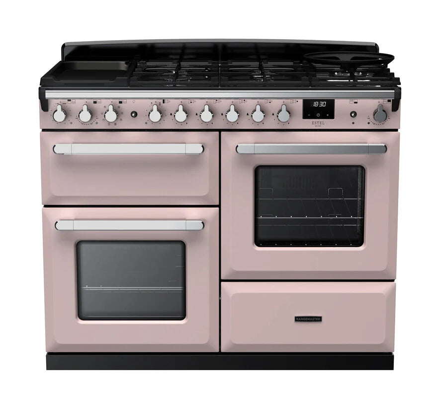 Rangemaster Estel 110cm Dual Fuel Range Cooker - Pale Pink & Chrome | ESDLO110DFPPPK/CM1