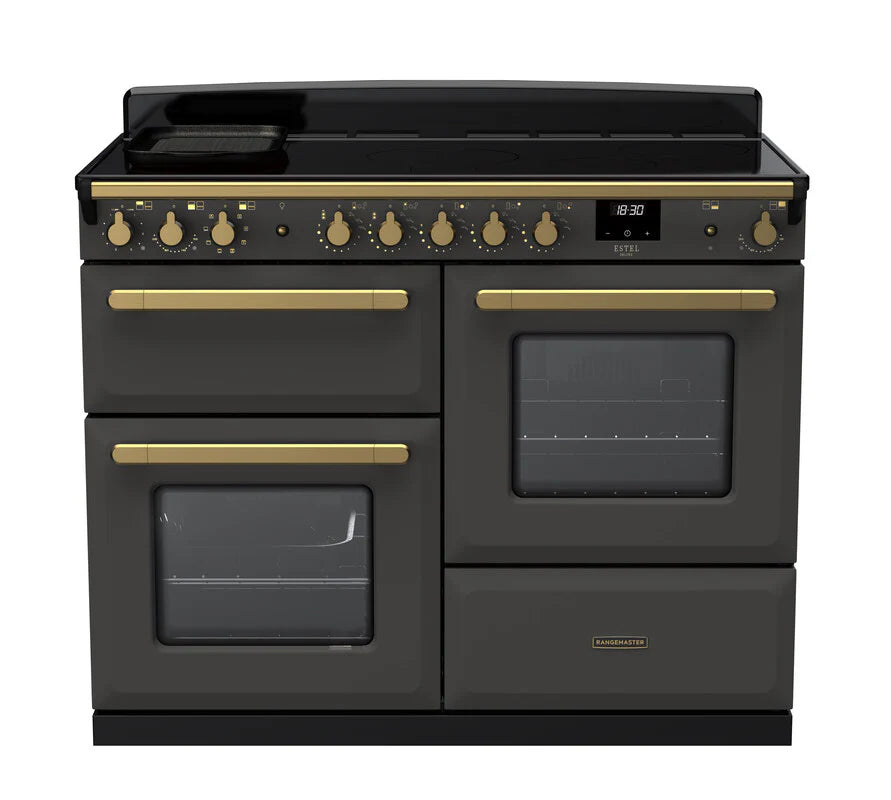 Rangemaster Estel 110cm Induction Range Cooker - Slate & Brass | ESDLO110EIPSLT/AB1