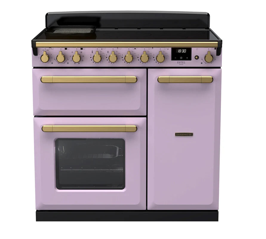 Rangemaster Estel 90cm Induction Range Cooker - Heather & Brass | ESDL90EIPHTH/AB1