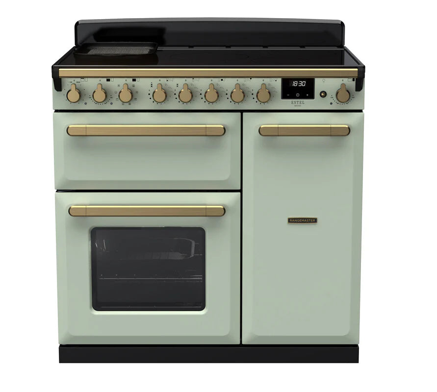 Rangemaster Estel 90cm Induction Range Cooker - Mint Green & Brass | ESDL90EIPMNT/AB1