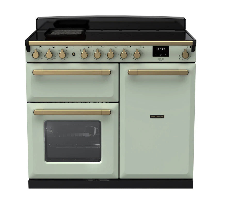 Rangemaster Estel 100cm Induction Range Cooker - Mint Green & Brass | ESDL100EIPMNT/AB1