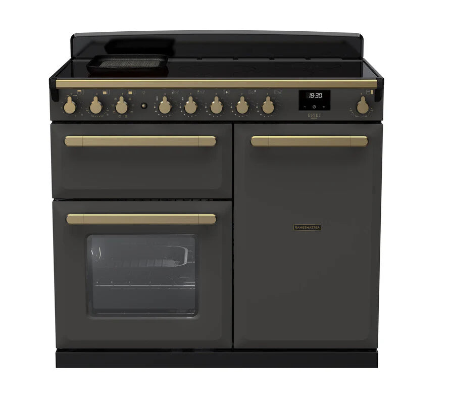 Rangemaster Estel 100cm Induction Range Cooker - Slate & Brass | ESDL100EIPSLT/AB1
