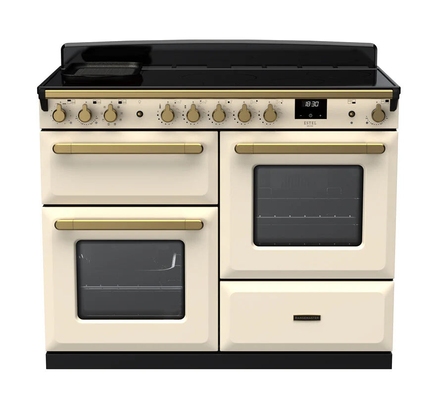 Rangemaster Estel 110cm Induction Range Cooker - Pale Cream & Brass | ESDLO110EIPPCR/AB1