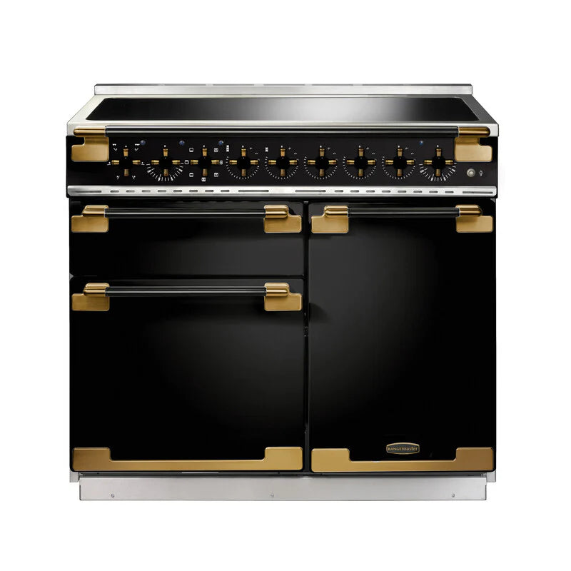 Rangemaster Elise Luxe 100cm Induction Range Cooker Black Edition - Black & Brass | ELS100EIGB/BE