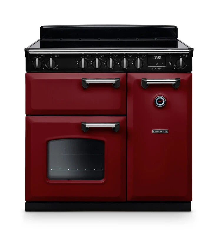 Rangemaster Classic 90cm Induction Range Cooker - Bordeaux & Chrome | CL90EIPBOR/CM1