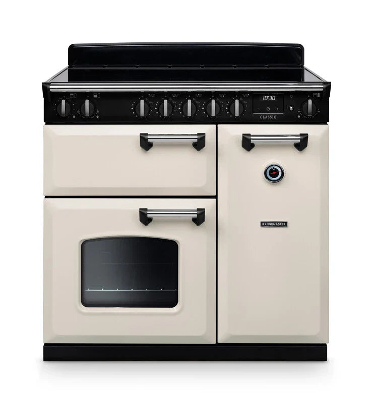 Rangemaster Classic 90cm Induction Range Cooker - Pale Cream & Chrome | CL90EIPPCR/CM1
