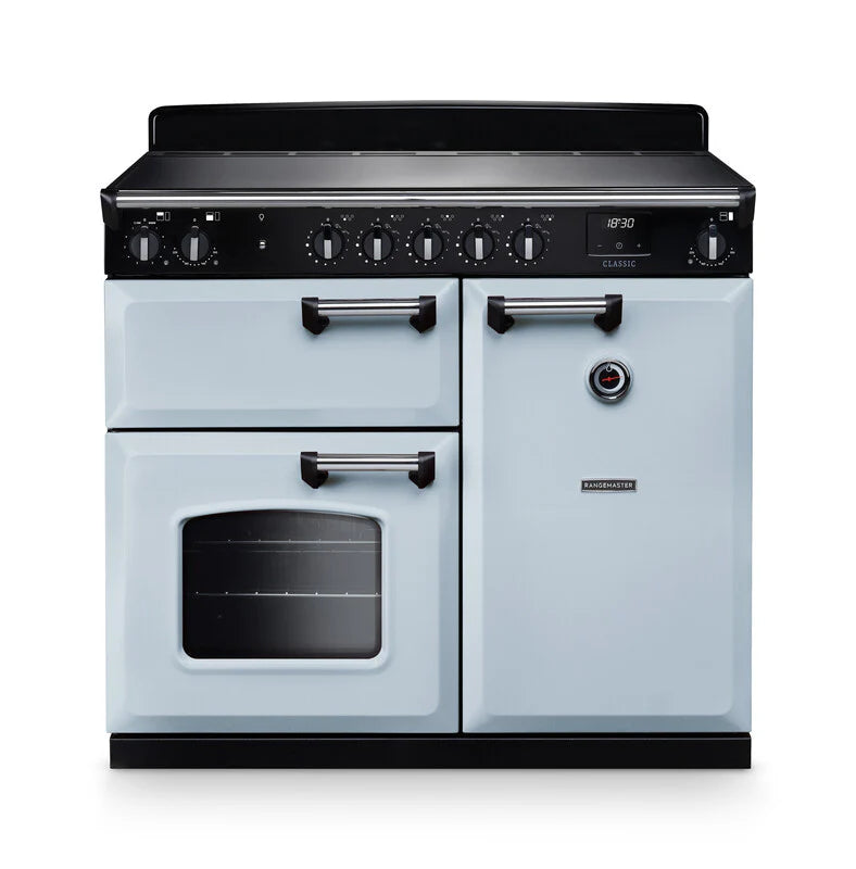 Rangemaster Classic 100cm Induction Range Cooker - Misty Blue & Chrome | CL100EIPMSB/CM1