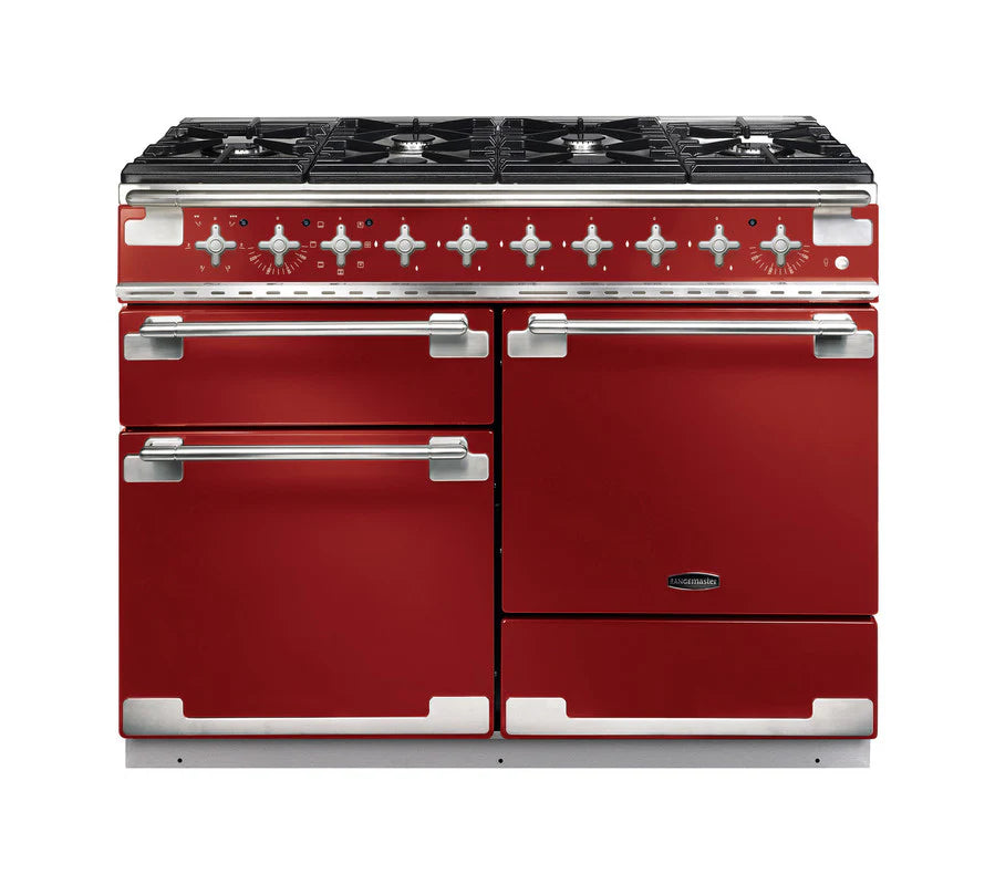 Rangemaster Elise 110cm Dual Fuel Range Cooker - Cherry Red & Brushed Nickel | ELS110DFFRD/