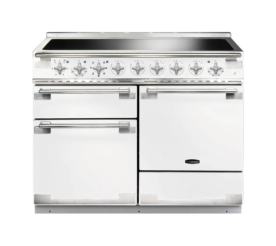 Rangemaster Elise 110cm Induction Range Cooker - White & Brushed Nickel | ELS110EIWH/