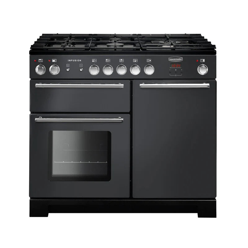 Rangemaster Infusion 100cm Dual Fuel Range Cooker - Slate & Chrome | INF100DFFSL/