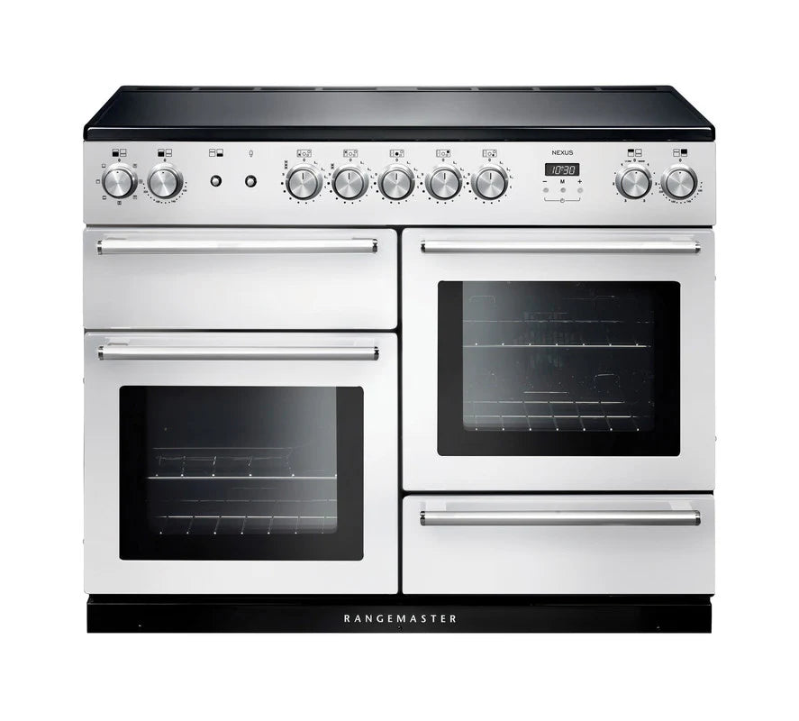 Rangemaster Nexus 110cm Induction Range Cooker - White & Chrome | NEX110EIWH/C