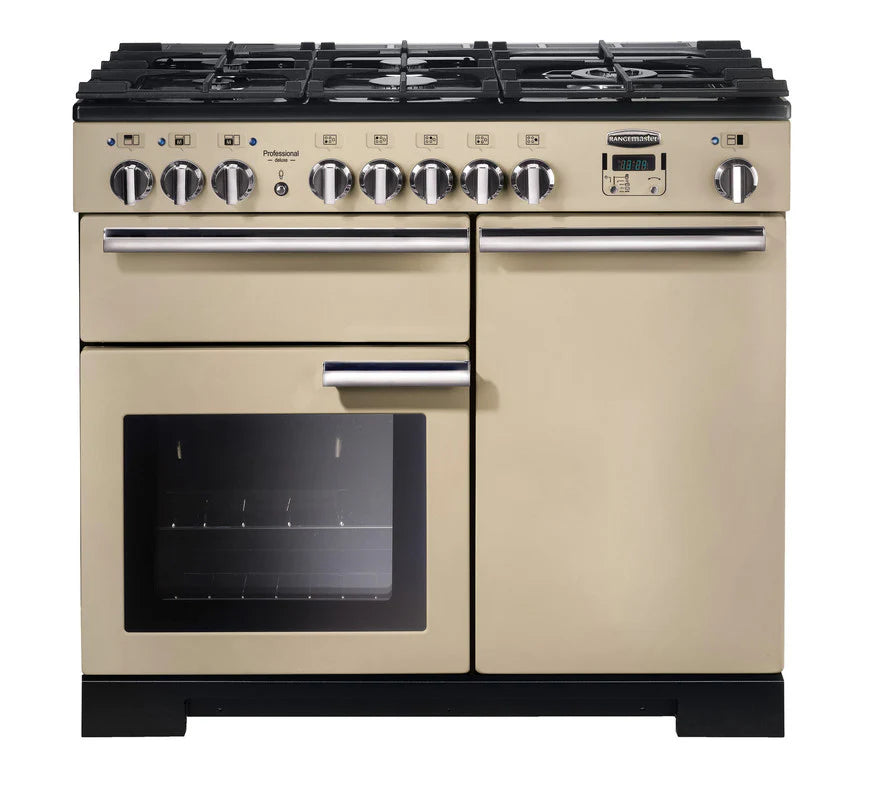 Rangemaster Professional Deluxe 100cm Dual Fuel Range Cooker - Cream & Chrome | PDL100DFFCR/C