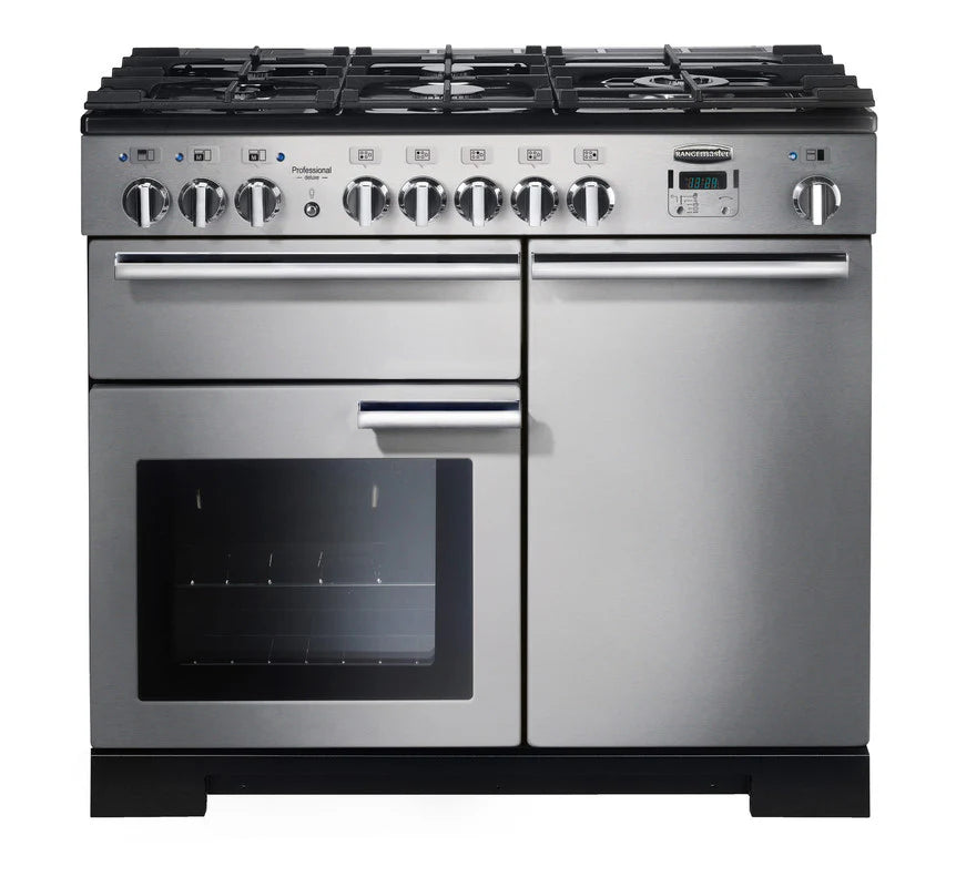 Rangemaster Professional Deluxe 100cm Dual Fuel Range Cooker - Stainless Steel & Chrome | PDL100DFFSS/C