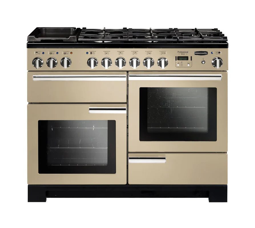 Rangemaster Professional Deluxe 110cm Dual Fuel Range Cooker - Cream & Chrome | PDL110DFFCR/C