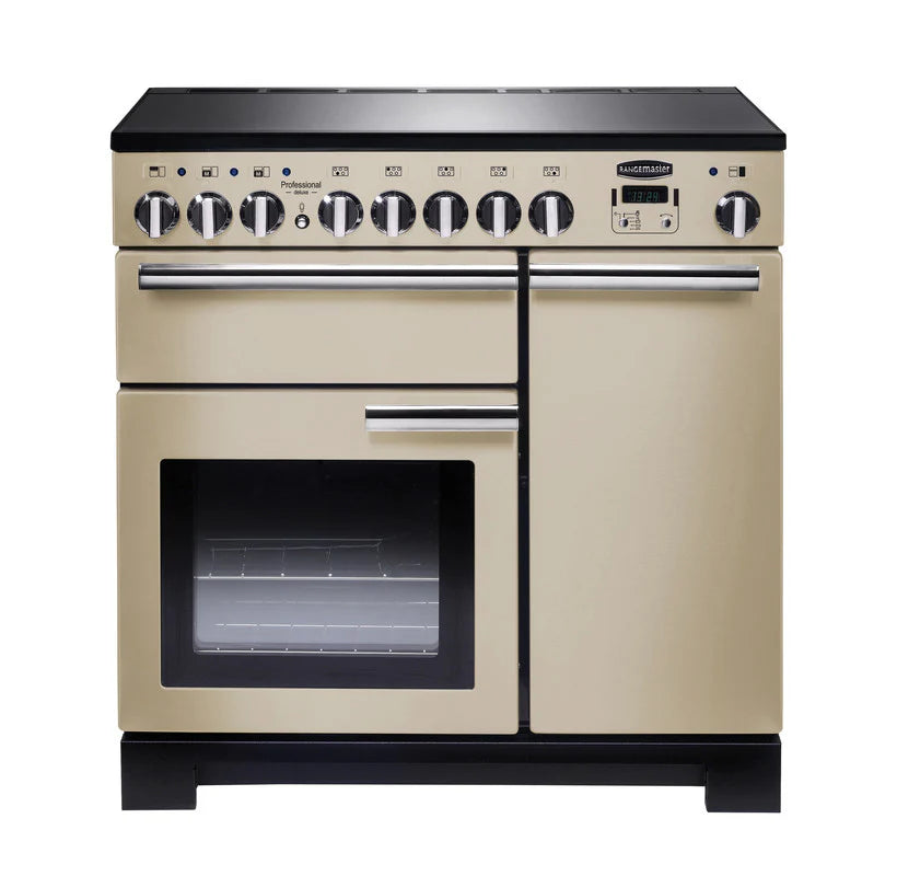 Rangemaster Professional Deluxe 90cm Induction Range Cooker - Cream & Chrome | PDL90EICR/C