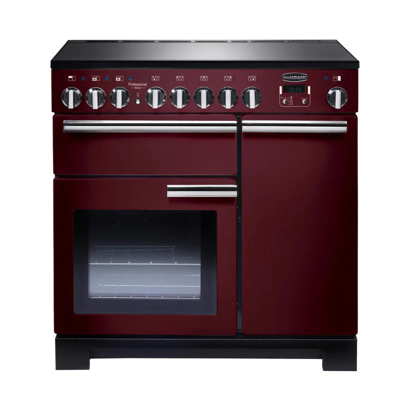Rangemaster Professional Deluxe 90cm Induction Range Cooker - Cranberry & Chrome | PDL90EICY/C