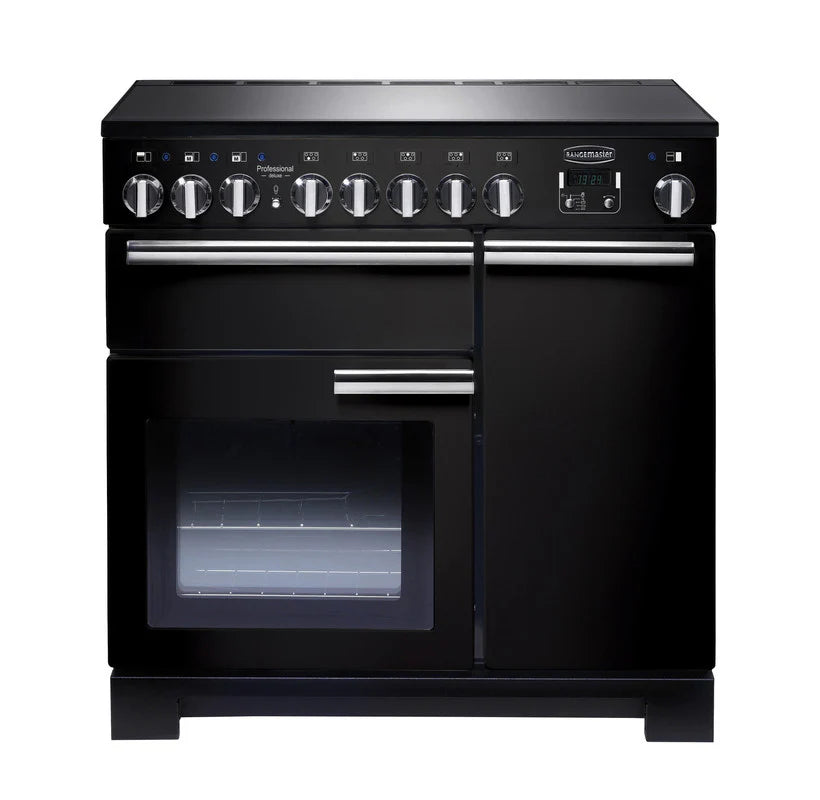 Rangemaster Professional Deluxe 90cm Induction Range Cooker - Black & Chrome | PDL90EIGB/C