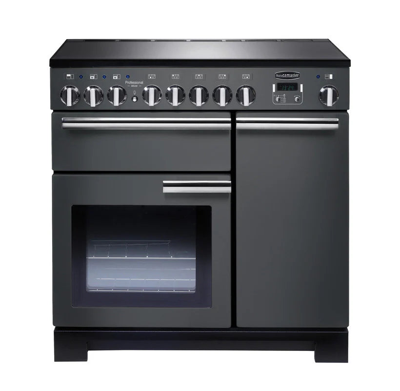 Rangemaster Professional Deluxe 90cm Induction Range Cooker - Slate & Chrome | PDL90EISL/C