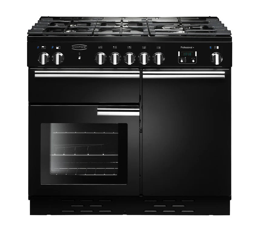 Rangemaster Professional+ 100cm All Gas Range Cooker - Black & Chrome | PROP100NGFGB/C