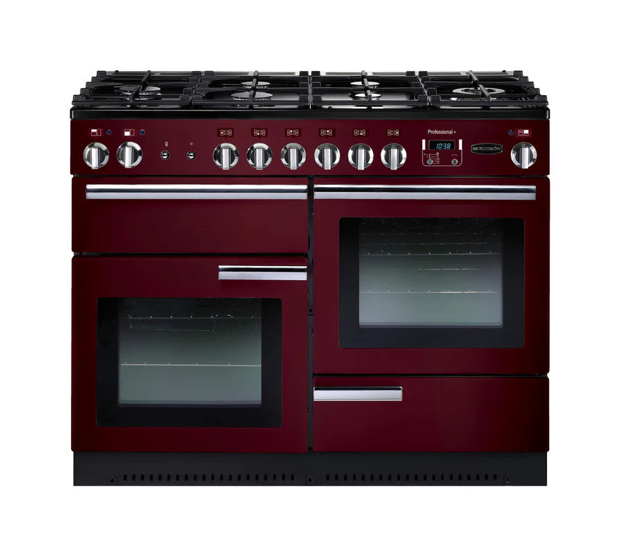 Rangemaster Professional+ 110cm Dual Fuel Range Cooker - Cranberry & Chrome | PROP110DFFCY/C