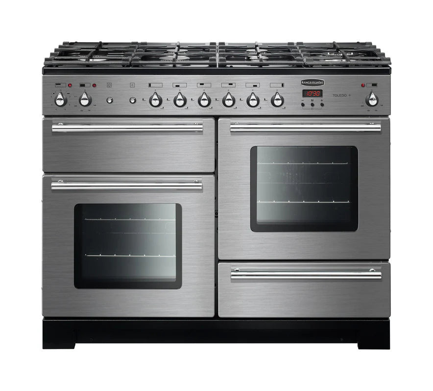 Rangemaster Toledo+  110cm Dual Fuel Range Cooker - Stainless Steel & Chrome | TOLP110DFFSS/C