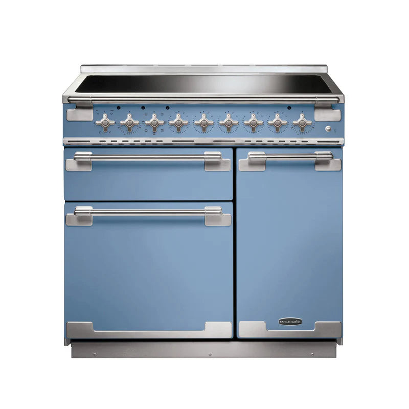 Rangemaster Elise 90cm Induction Range Cooker - China Blue & Brushed Nickel | ELS90EICA/