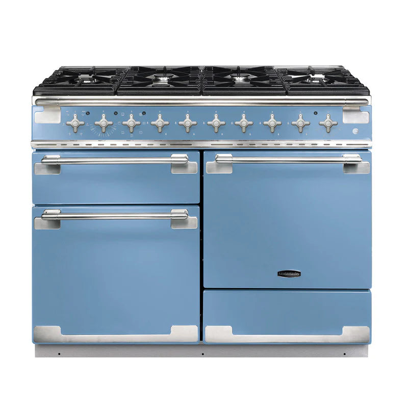 Rangemaster Elise 110cm Dual Fuel Range Cooker - China Blue & Brushed Nickel | ELS110DFFCA/
