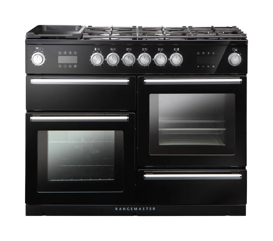 Rangemaster Nexus Steam 110cm Dual Fuel Range Cooker - Black & Chrome | NEX110SODFFBL/C