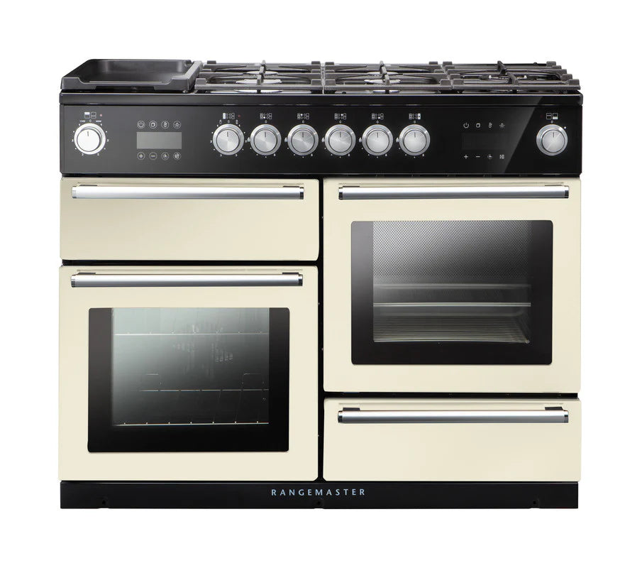Rangemaster Nexus Steam 110cm Dual Fuel Range Cooker - Ivory & Chrome | NEX110SODFFIV/C