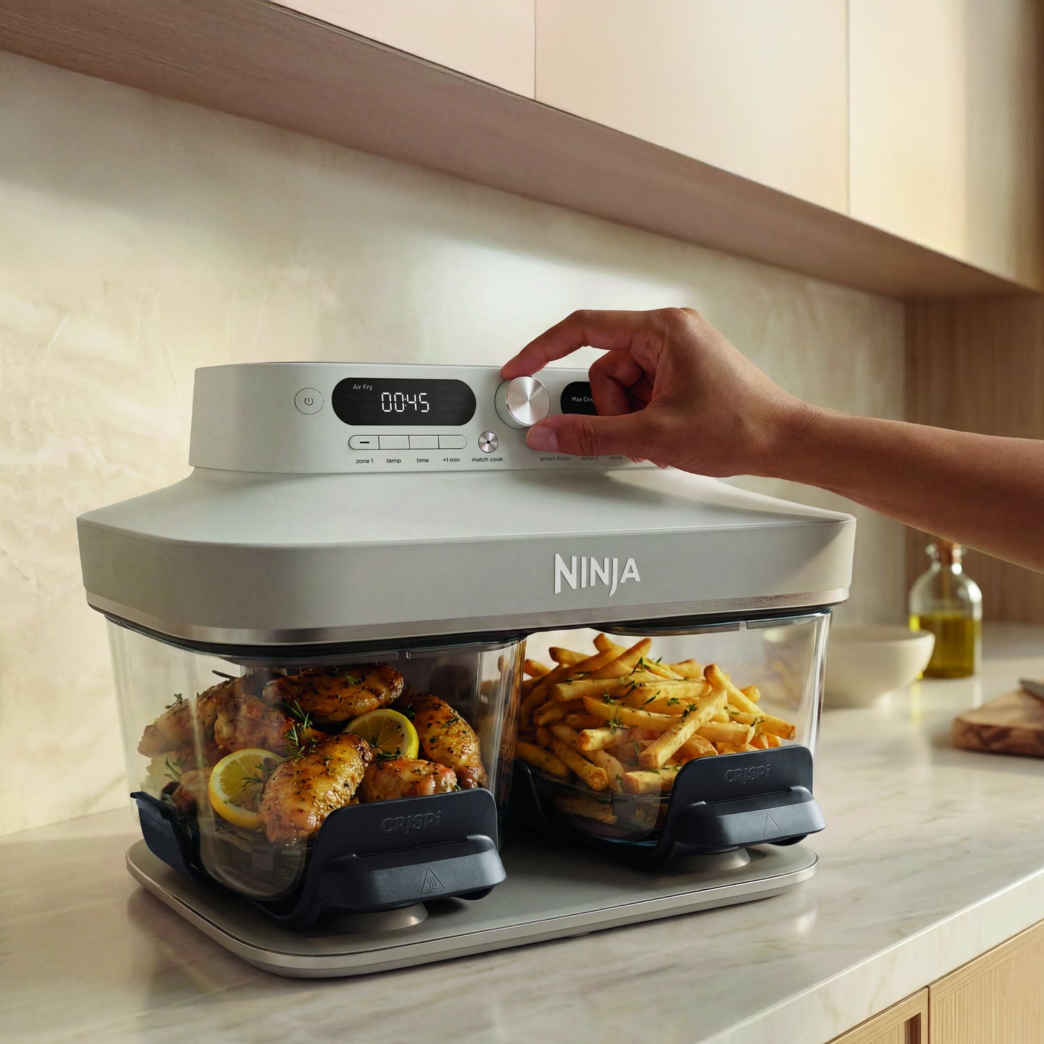 Ninja CRISPi DualZone 8-Function Glass Air fryer - Bone | DD102UKIV2
