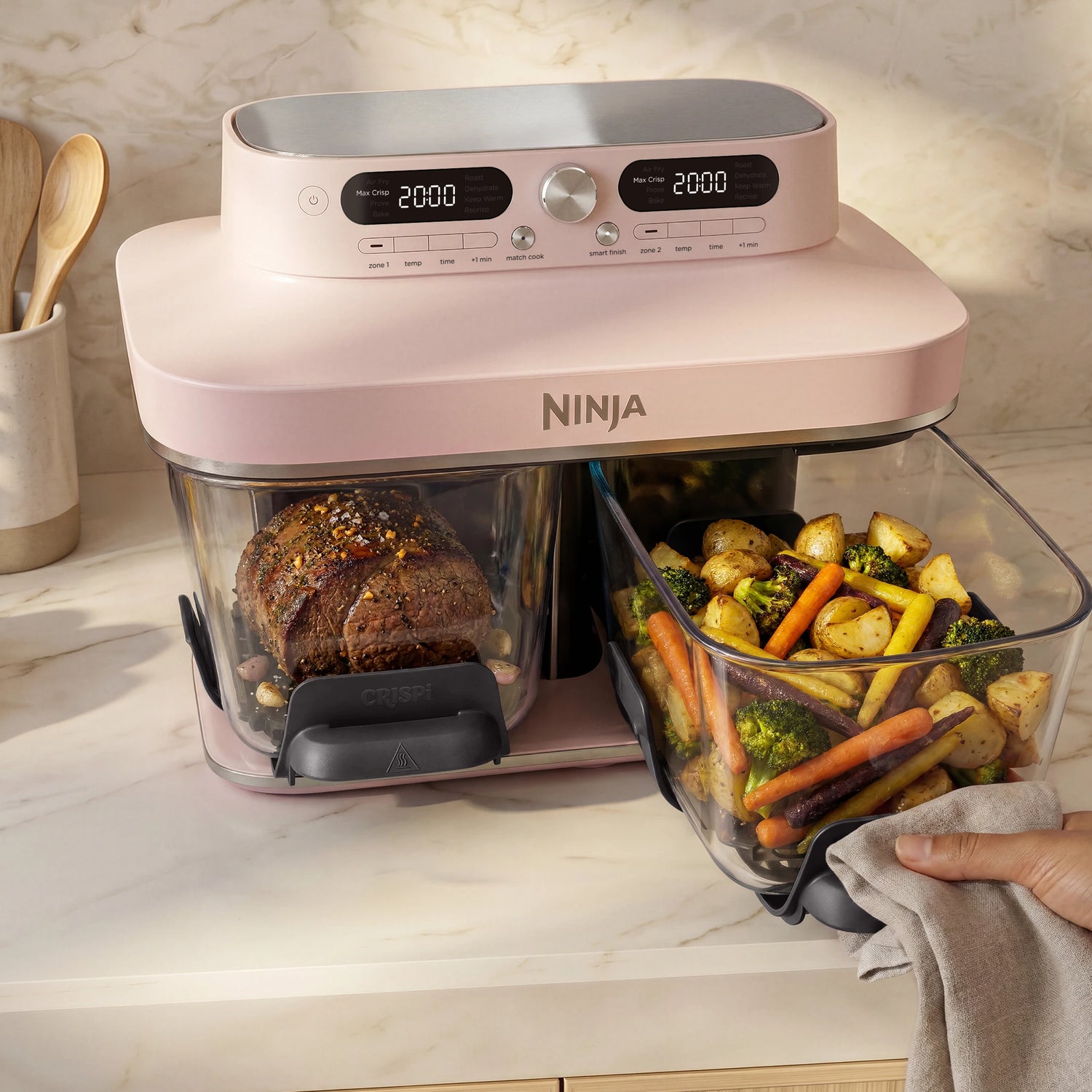 Ninja CRISPi DualZone 8-Function Glass Air fryer - Rose | DD102UKPK1