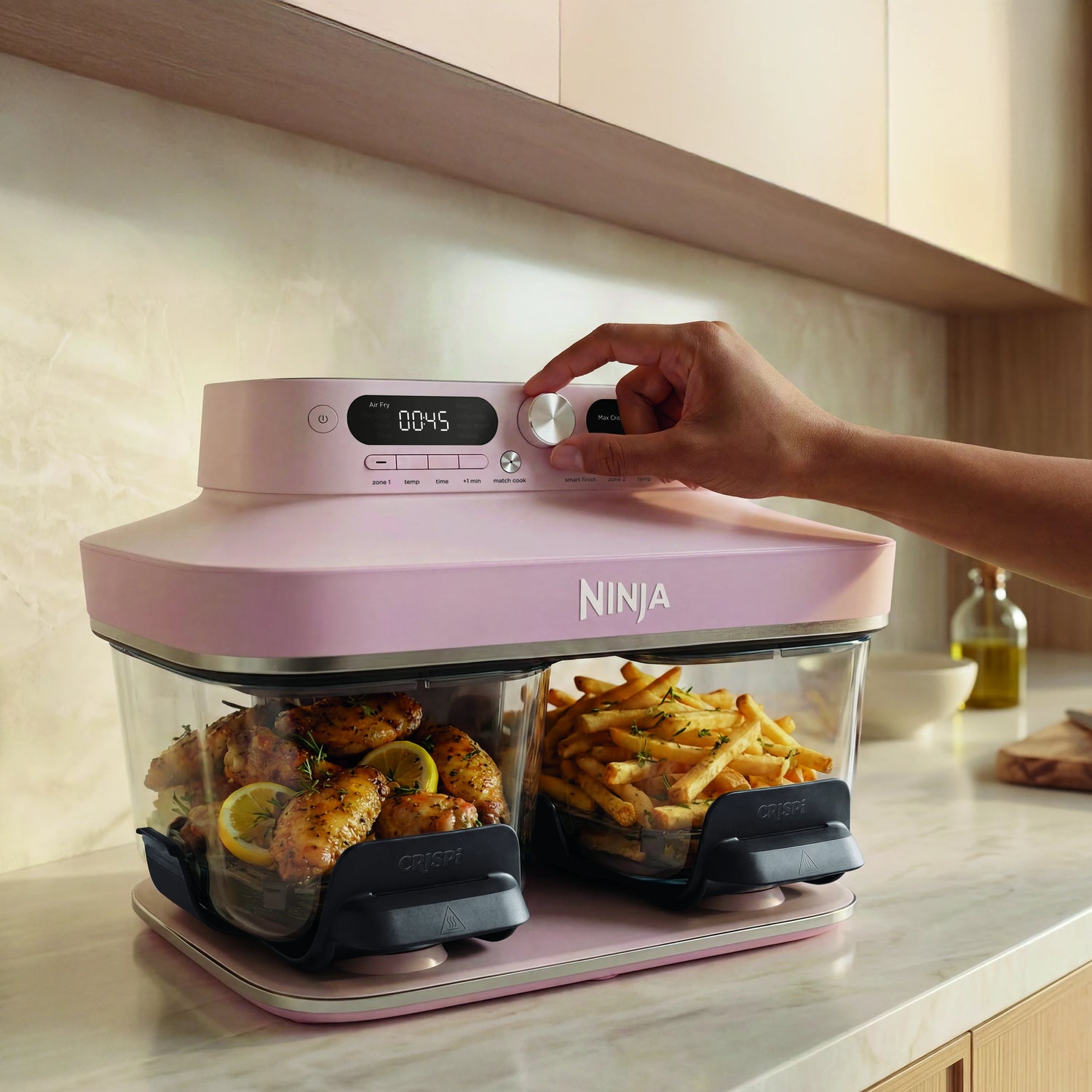 Ninja CRISPi DualZone 8-Function Glass Air fryer - Rose | DD102UKPK1