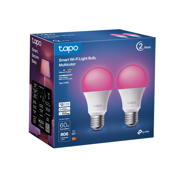 Tapo Smart Wi-Fi Light Bulb 2pk - Multicolour | TAPOL530E(2-PACK)