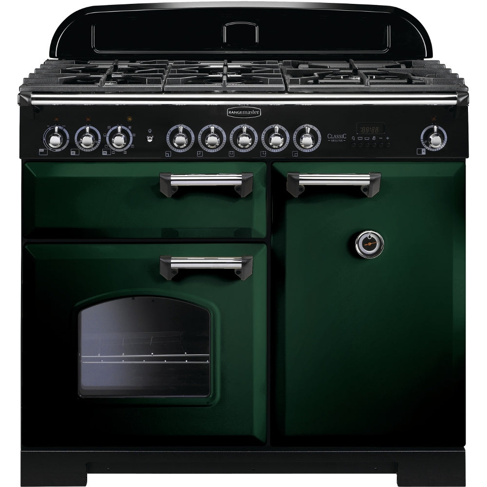 Rangemaster 100cm Classic Deluxe Dual Fuel - Racing Green & Chrome | CDL100DFFRG/C