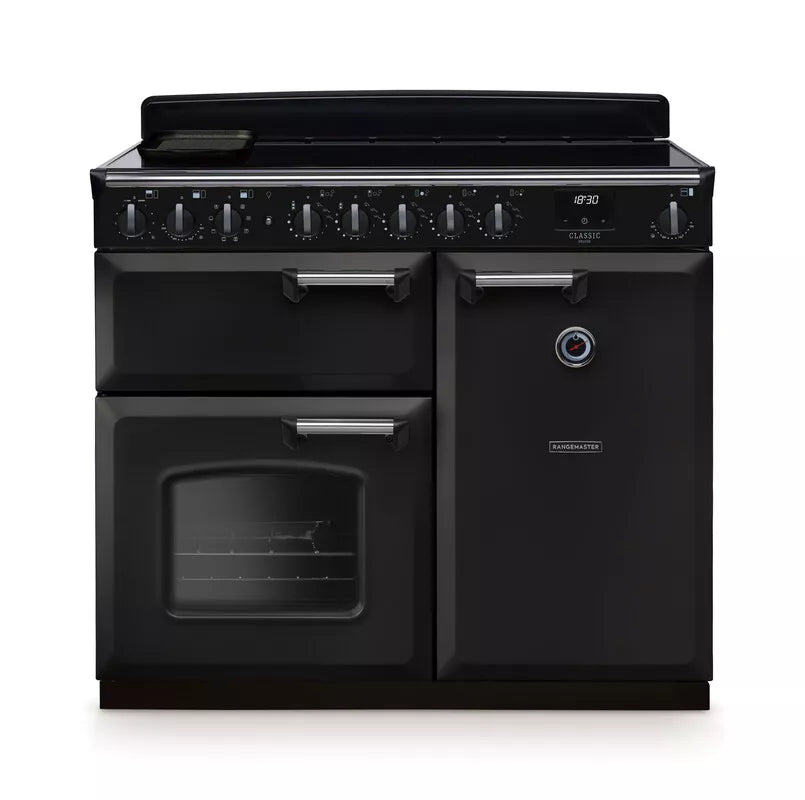 Rangemaster Classic Deluxe 100cm Induction Range Cooker - Charcoal Black & Chrome | CLDL100EIPCBL/CM1
