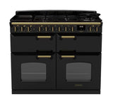 Rangemaster Classic Deluxe 110cm Dual Fuel Range Cooker (Slow Cook) - Charcoal Black & Brass | CLDLB110DFPCBL/AB1