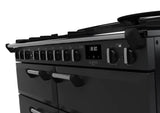 Rangemaster Classic Deluxe 110cm Dual Fuel Range Cooker (Slow Cook) - Charcoal Black & Chrome | CLDLB110DFPCBL/CM1